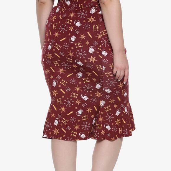 HOT TOPIC X HARRY POTTER Skirt Size 3X Retro Holiday NWT Stretch Casual Curvy - Picture 2 of 16